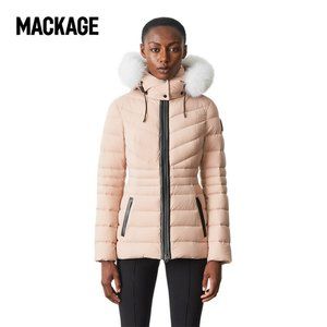 Mackage Patsy light down jacket with fur in Petal - Size XS